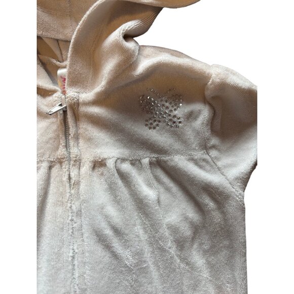 Miken girl's white swim zip up hooded terry coverup with jeweled butterfly sz 4 - Picture 3 of 4